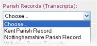 Choose to search Parish Record Transcripts, of Parish Record Printed Books
